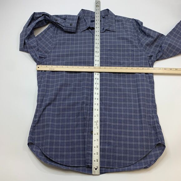 7 For All Mankind Shirt Mens XL Extra Large Blue Plaid Long Sleeve Cotton Button - Picture 6 of 10